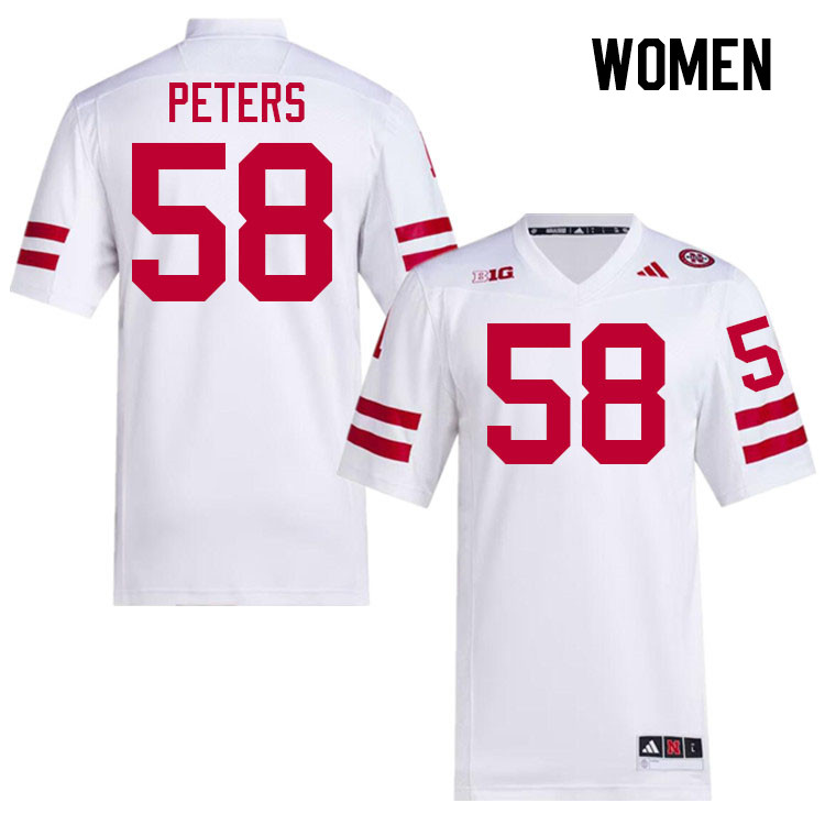 Women #58 Jake Peters Nebraska Cornhuskers College Football Jerseys Stitched Sale-White